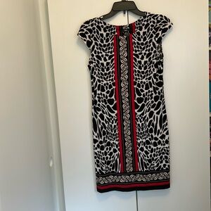 NWT Women’s Adorable Black, Red & White Multi Print Dress.